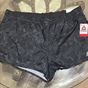 Reebok Black Patterned Running Shorts